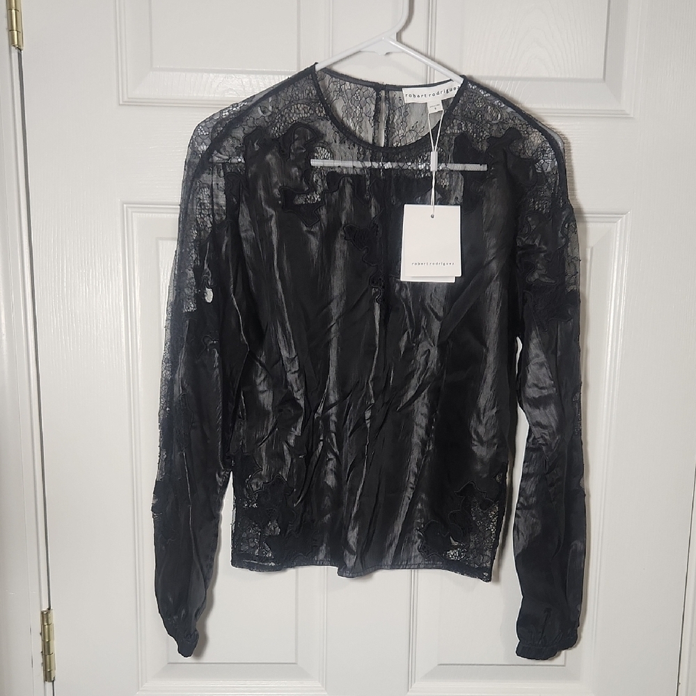 Robert Rodriguez Black Lace Blouse